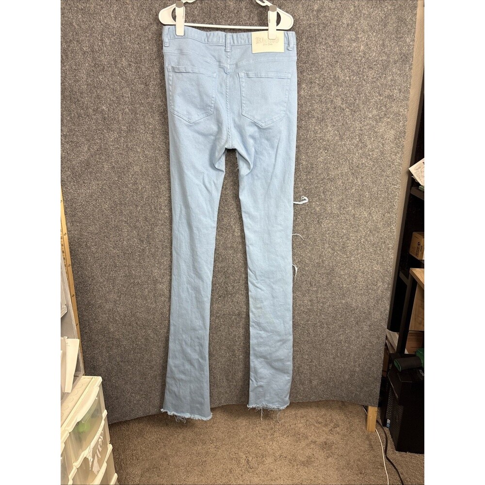 KLOUD9 Stacked Allover Shredded Jeans Mens Size 34 X 46 Light Blue Distressed - Picture 8 of 11